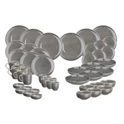 Bjorn Assiettes^Service Complet en Grès Stellar gris/anthracite - 48 pièces