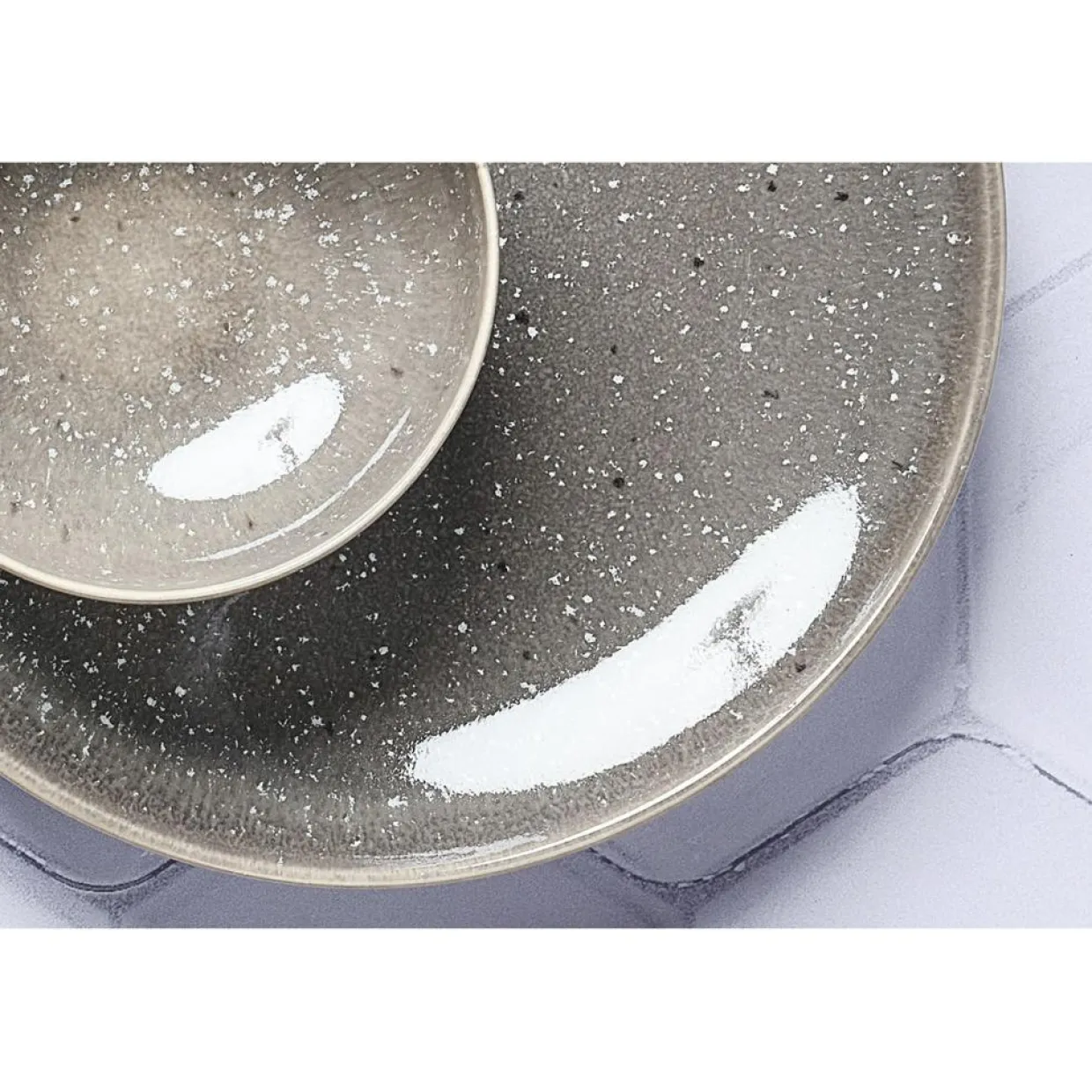 Bjorn Assiettes^Service Complet en Grès Stellar gris/anthracite - 48 pièces