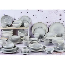 Bjorn Assiettes^Service Complet en Grès Stone gris clair - 48 pièces