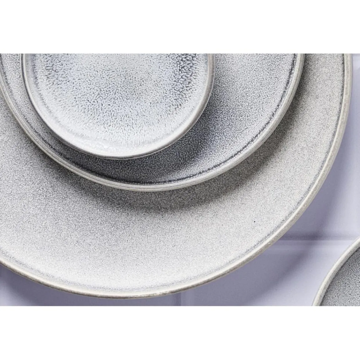 Bjorn Assiettes^Service Complet en Grès Stone gris clair - 48 pièces