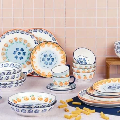 Bjorn Assiettes^Service Complet en Porcelaine Napoli multicolore - 28 Pièces