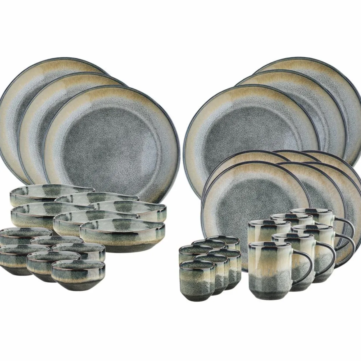 Bjorn Assiettes^Service Complet Genesis bleu/gris kaki - 36 pièces