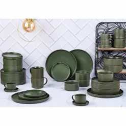 Bjorn Assiettes^Service Complet Scandi vert olive - 36 Pièces