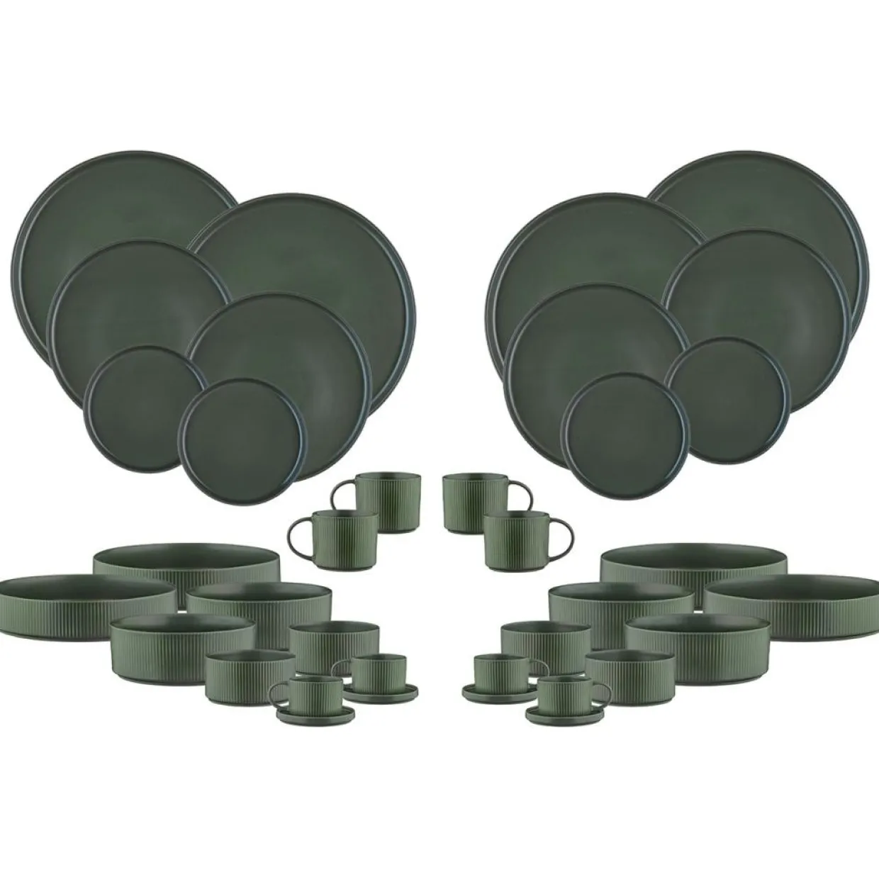Bjorn Assiettes^Service Complet Scandi vert olive - 36 Pièces