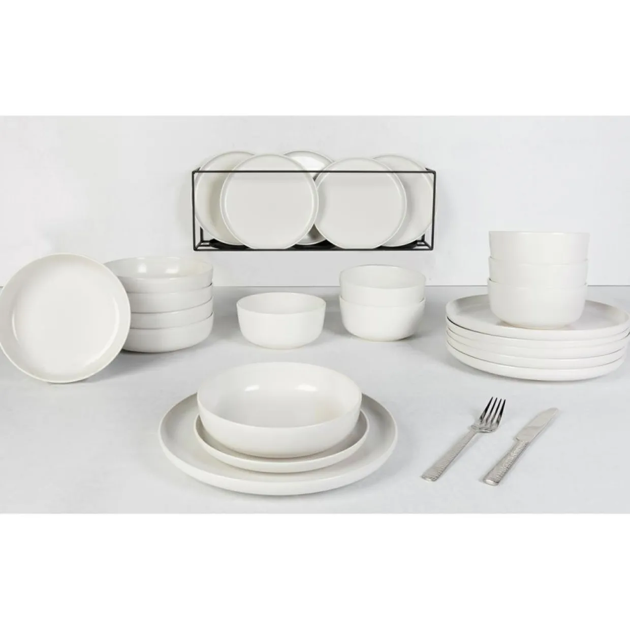 Cosy & Trendy Assiettes^Service de table en Grès Baltic blanc - 24 pièces