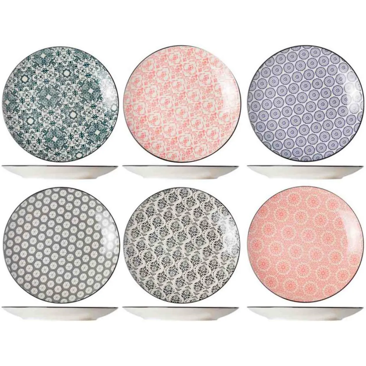 Cosy & Trendy Assiettes^Service de table en Grès Délirio assorti multicolore -18 pièces