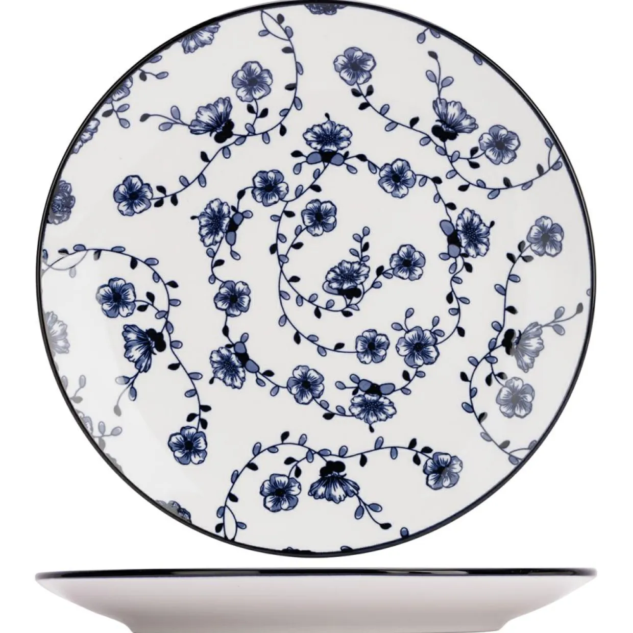 Cosy & Trendy Assiettes^Service de table en Grès Flor Azul blanc/bleu - 12 pièces