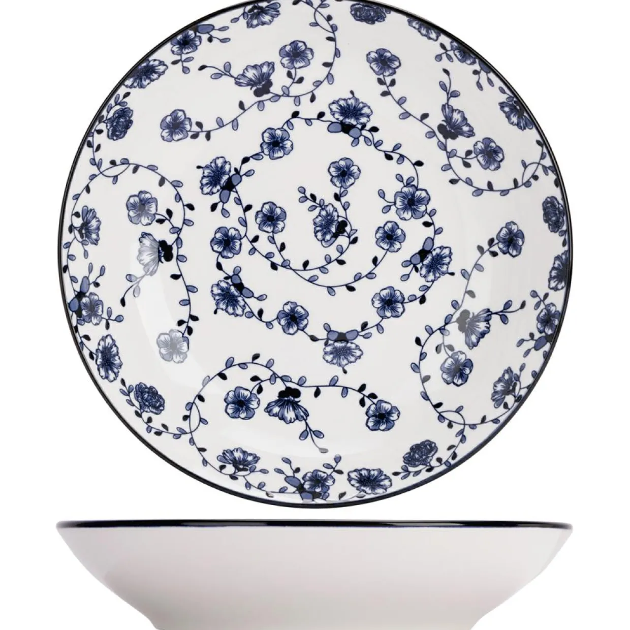 Cosy & Trendy Assiettes^Service de table en Grès Flor Azul blanc/bleu - 12 pièces