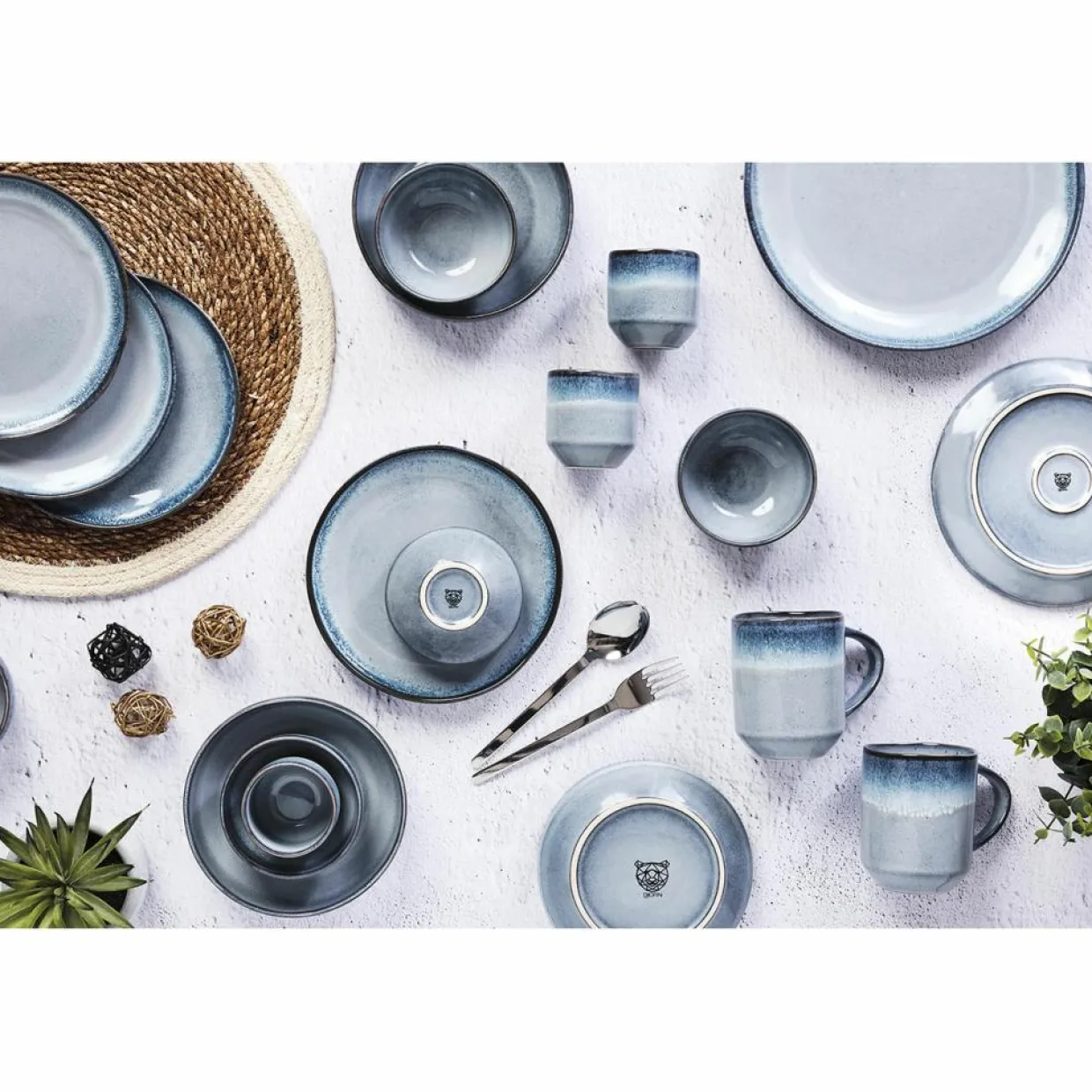 Service de table en Grès Les Essentiels Genesis bleu - 18 pièces-Bjorn