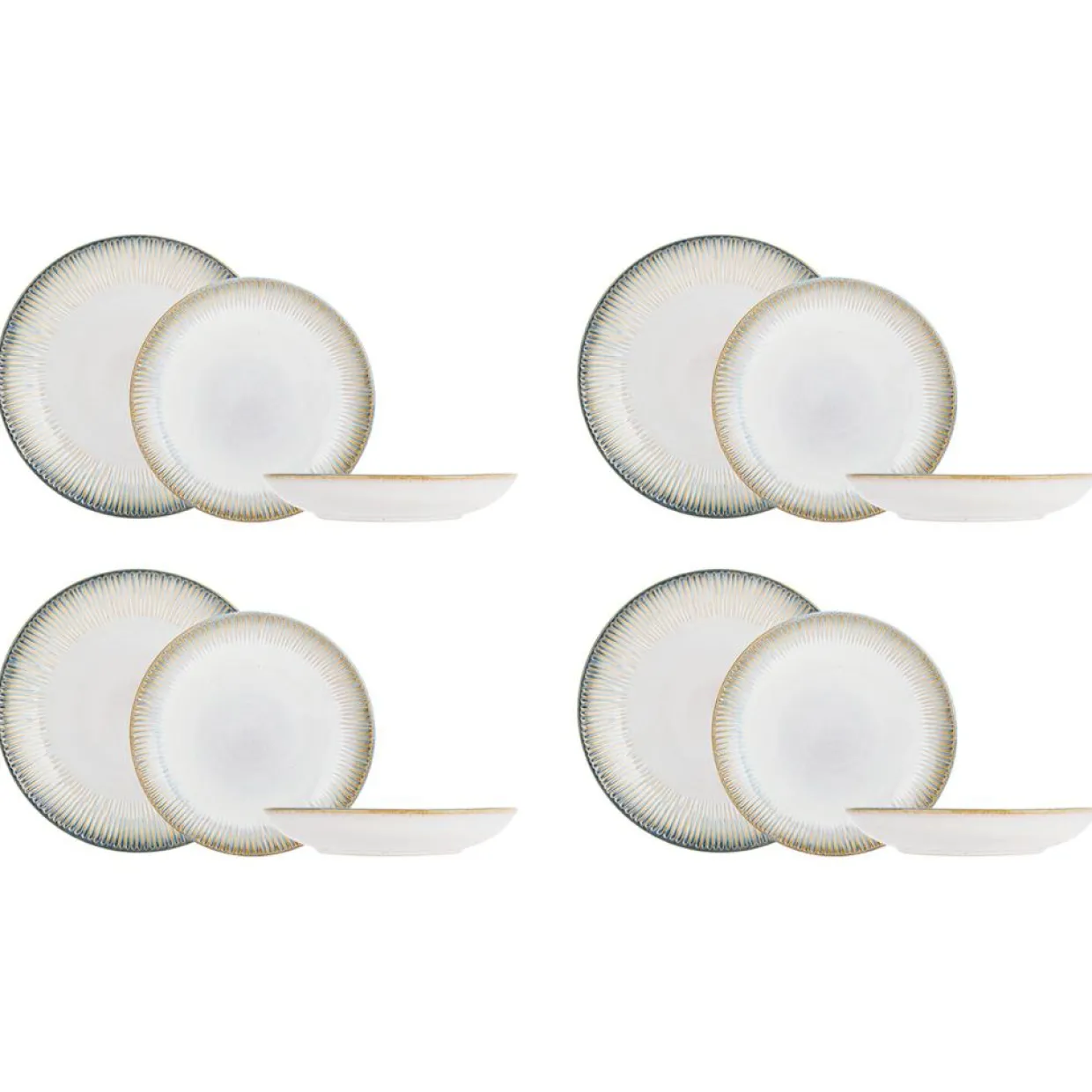 Cosy & Trendy Assiettes^Service de table en Grès Listra bleu/beige - 18 pièces