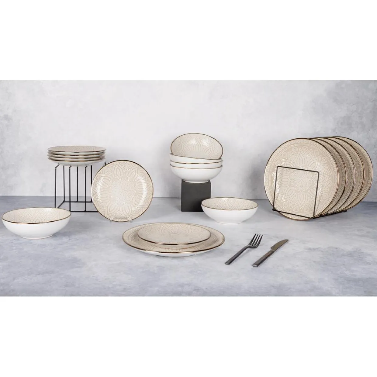 Service de table en Grès Murano beige - 18 pièces-Cosy & Trendy Best