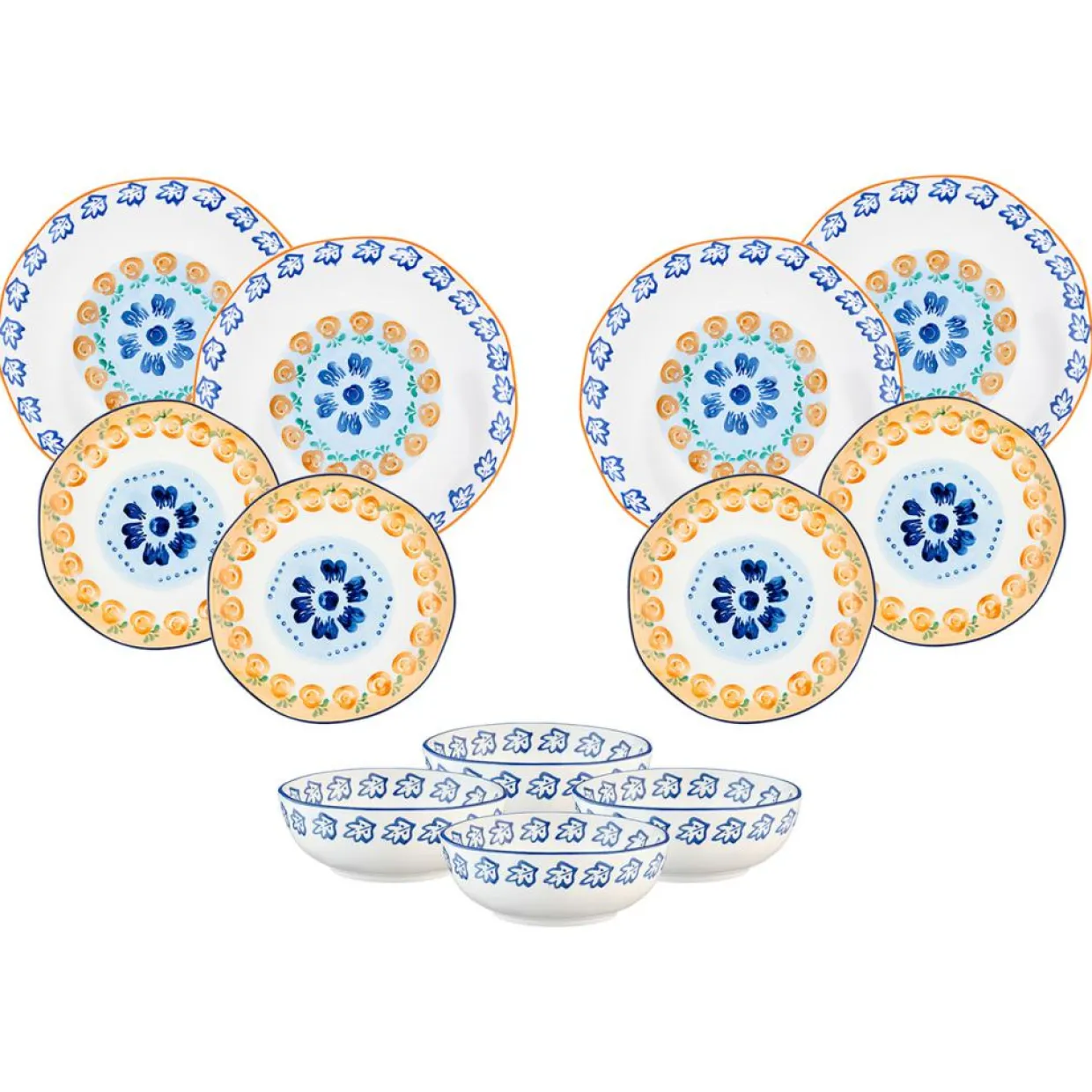 Service Les Essentiels en Porcelaine Napoli multicolore - 12 pièces-Bjorn