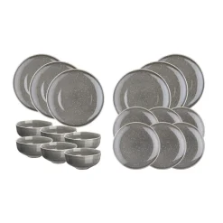 Bjorn Assiettes^Service Les Essentiels en Grès Stellar gris/anthracite - 18 pièces