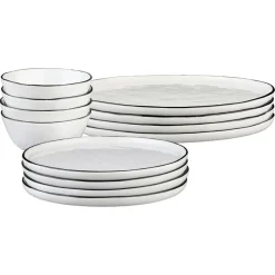 Bjorn Assiettes^Service Les Essentiels en Grès Pure blanc neige - 12 pièces