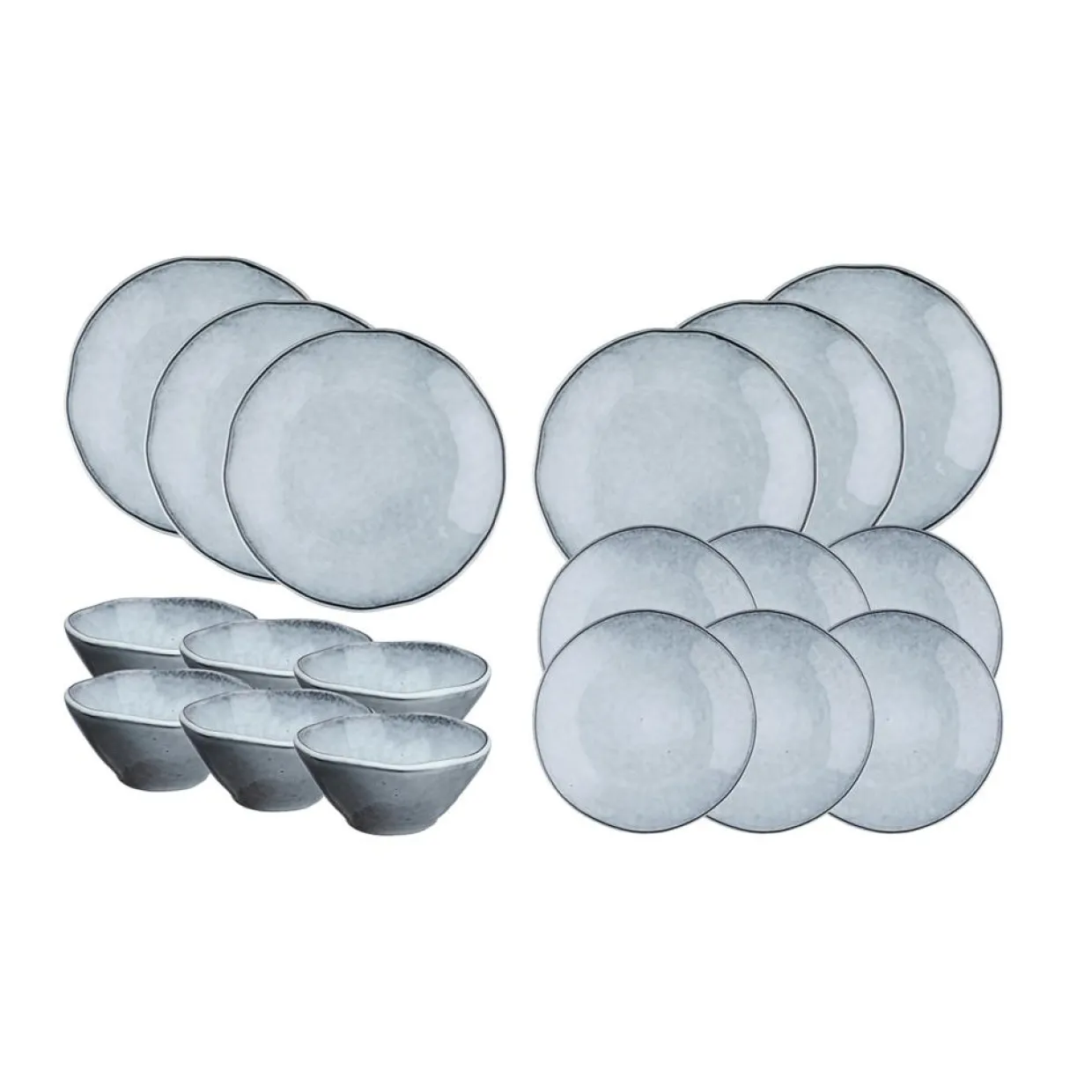 Bjorn Assiettes^Service Les Essentiels en Grès Cloud gris clair - 18 pièces