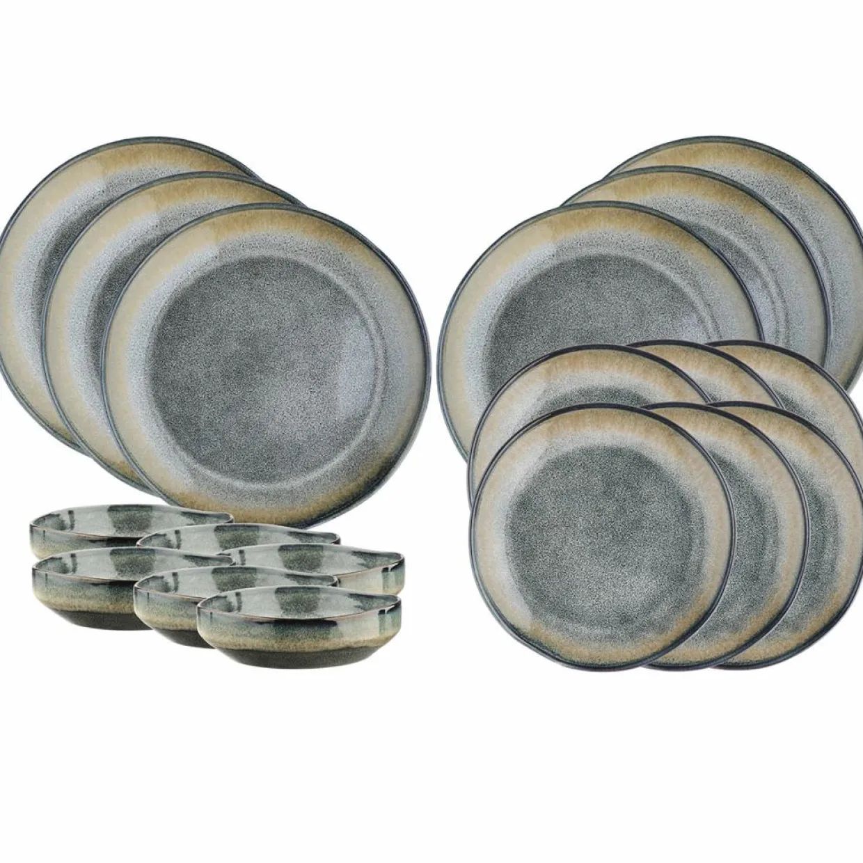 Bjorn Assiettes^Service Les Essentiels Genesis bleu/gris kaki - 18 pièces