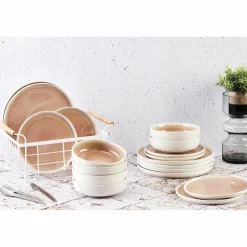Bjorn Assiettes^Service Les Essentiels Oxygen rose poudre/beige - 18 pièces
