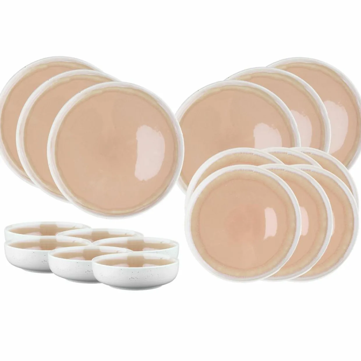 Bjorn Assiettes^Service Les Essentiels Oxygen rose poudre/beige - 18 pièces