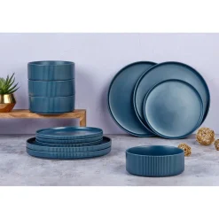 Bjorn Assiettes^Service Les Essentiels Scandi bleu marine - 12 Pièces