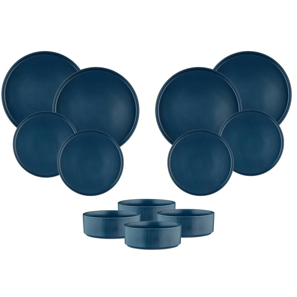 Bjorn Assiettes^Service Les Essentiels Scandi bleu marine - 12 Pièces