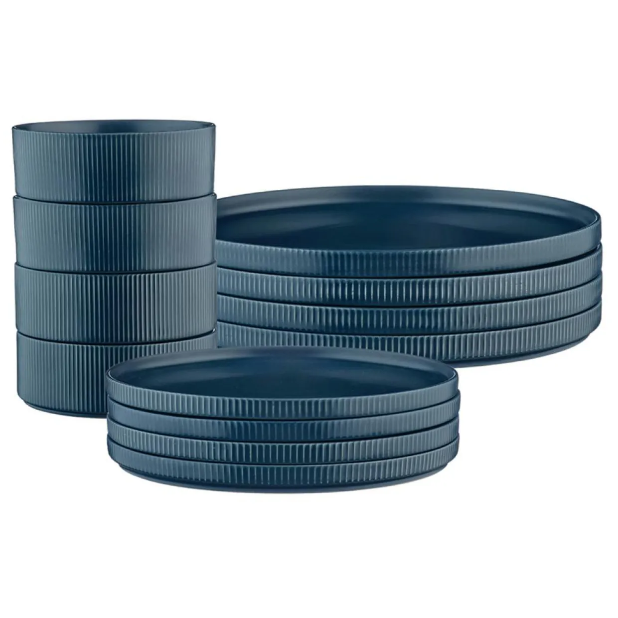 Bjorn Assiettes^Service Les Essentiels Scandi bleu marine - 12 Pièces