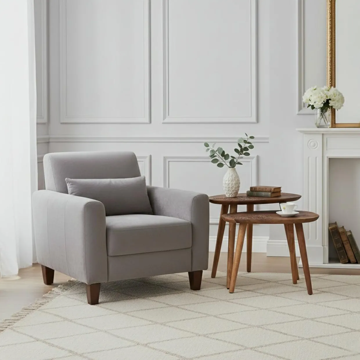 Bois & Chiffons Tables^Set 2 tables d'appoint plateau sculpté bois massif Acacia Adir Marron - 58x40x46 cm