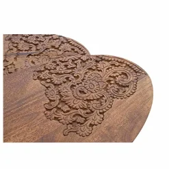 Bois & Chiffons Tables^Set 2 tables d'appoint plateau sculpté bois massif Acacia Adir Marron - 58x40x46 cm