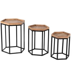 Set de 3 tables basses gigognes Acacia Tyla Naturel - 44x44x56 cm-Bois & Chiffons Outlet
