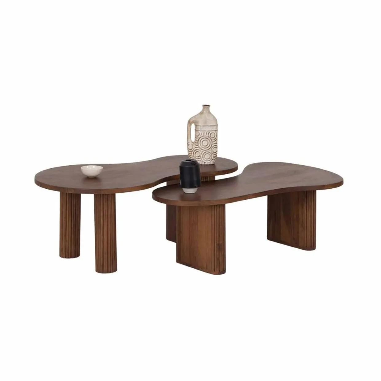 Bois & Chiffons Tables^Set de 2 tables basses ovales Acacia Arad Marron - 110x60x40 cm et 110x60x35 cm