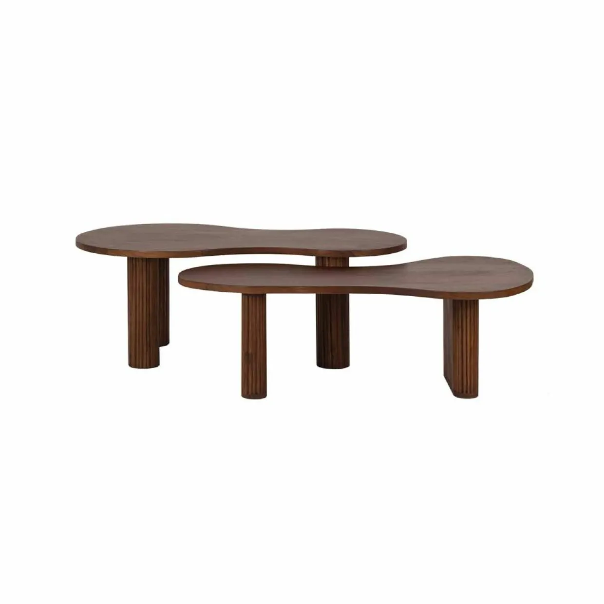 Bois & Chiffons Tables^Set de 2 tables basses ovales Acacia Arad Marron - 110x60x40 cm et 110x60x35 cm