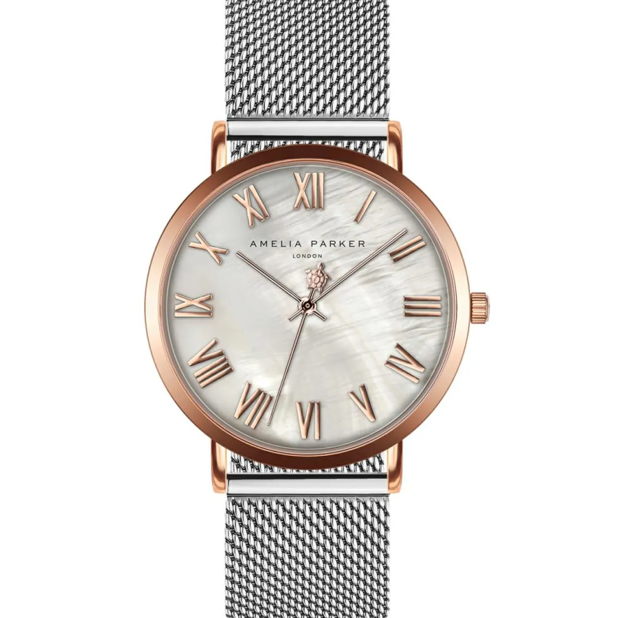 Set Montre Femme 2 Bracelets Classique en Acier argenté/rose doré-Amelia Parker
