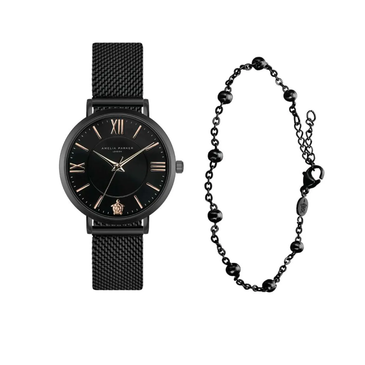 Set Montre Femme & Bracelet Petite Noir en Acier noir-Amelia Parker Best