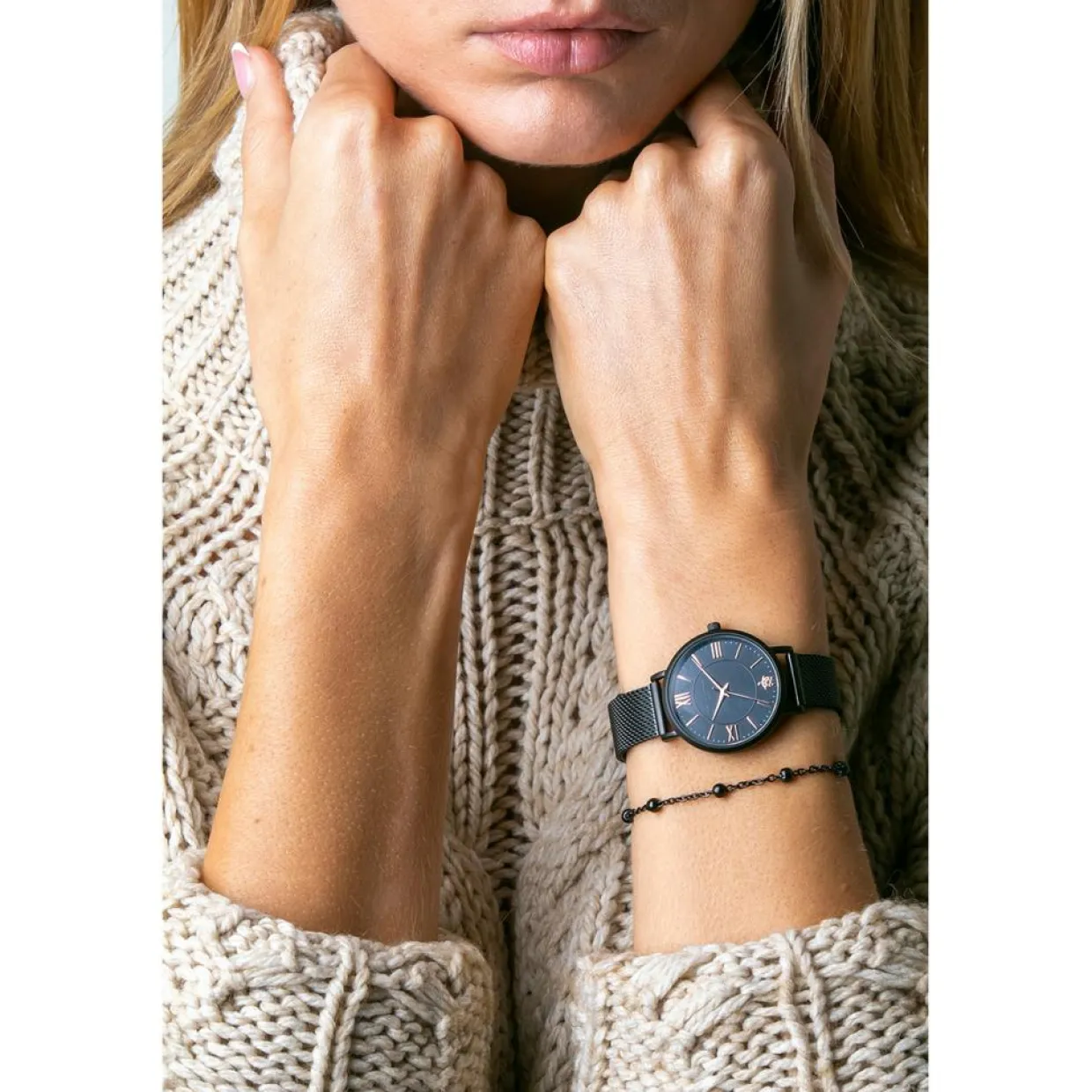 Set Montre Femme & Bracelet Petite Noir en Acier noir-Amelia Parker Best