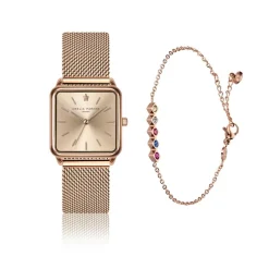 Femme Amelia Parker Montres^Set Montre Femme & Bracelet Gold Plaza en Acier rose doré