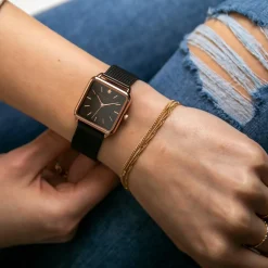 Femme Amelia Parker Montres^Set Montre Femme 2 Bracelets Night Plaza en Acier rose doré/noir