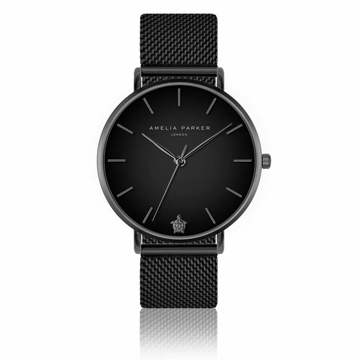 Set Montre Femme 2 Bracelets Jet Black en Acier & Cuir noir-Amelia Parker New