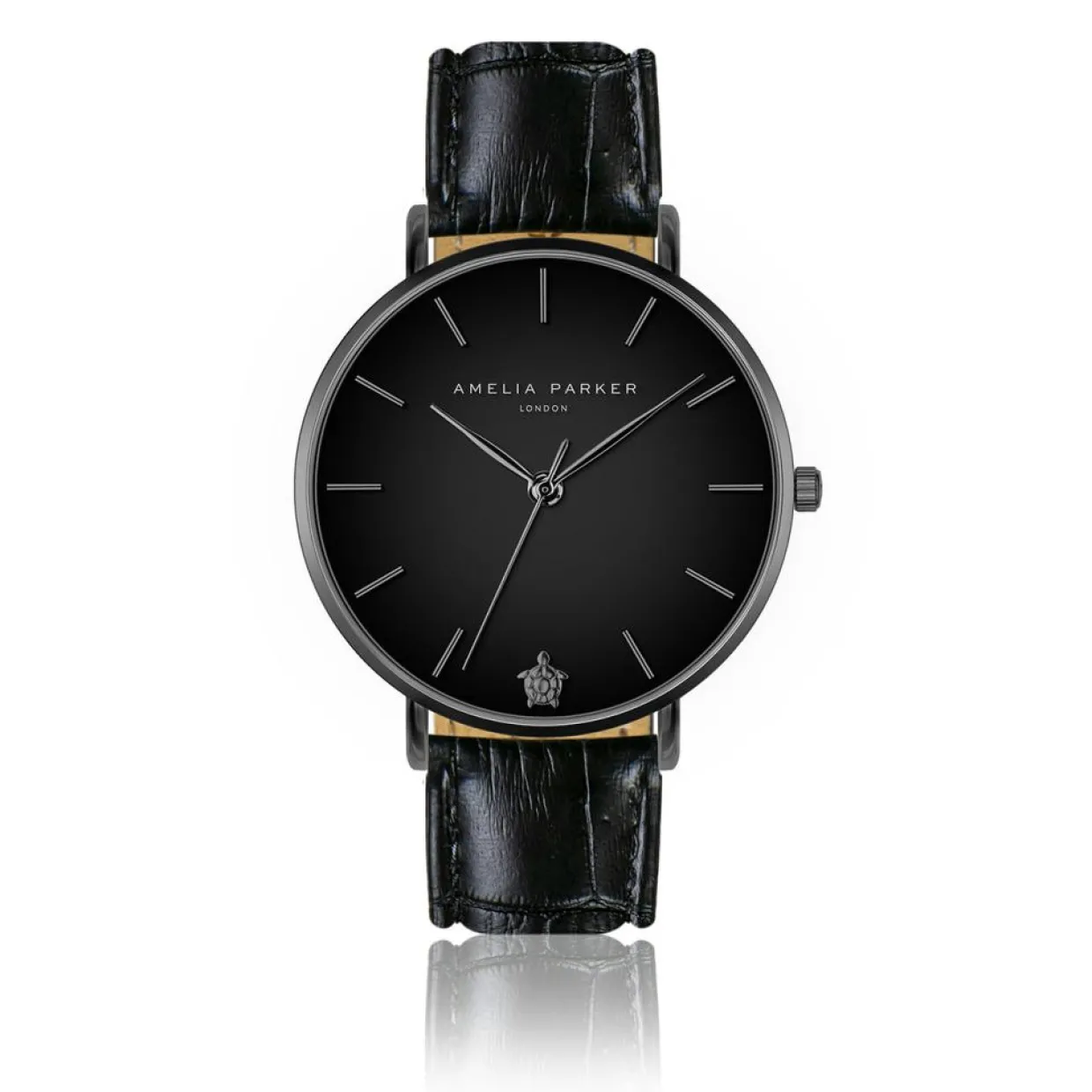 Set Montre Femme 2 Bracelets Jet Black en Acier & Cuir noir-Amelia Parker New