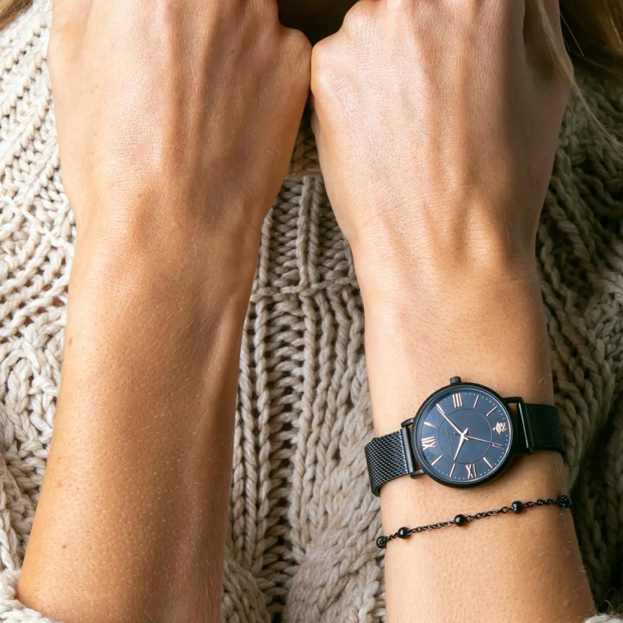 Set Montre Femme & Bracelet Jet en Acier noir-Amelia Parker Sale