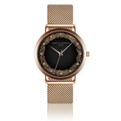 Femme Amelia Parker Montres^Set Montre Femme 2 Bracelets Coral en Acier & Cuir rose doré/noir