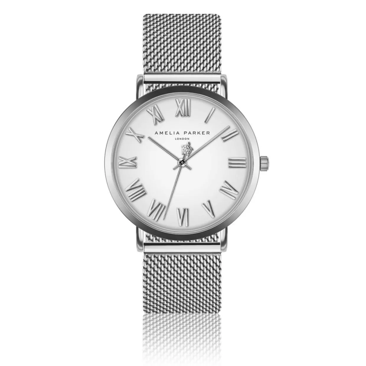 Femme Amelia Parker Montres^Set Montre Femme 2 Bracelets Grand Blanc en Acier & Cuir argenté/rose