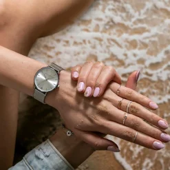 Femme Amelia Parker Montres^Set Montre Femme 2 Bracelets Capsule en Acier & Cuir argenté/blanc