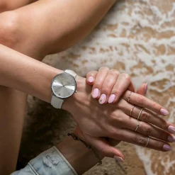 Femme Amelia Parker Montres^Set Montre Femme 2 Bracelets Capsule en Acier & Cuir argenté/blanc