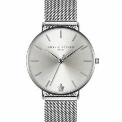 Femme Amelia Parker Montres^Set Montre Femme 2 Bracelets Capsule en Acier & Cuir argenté/blanc