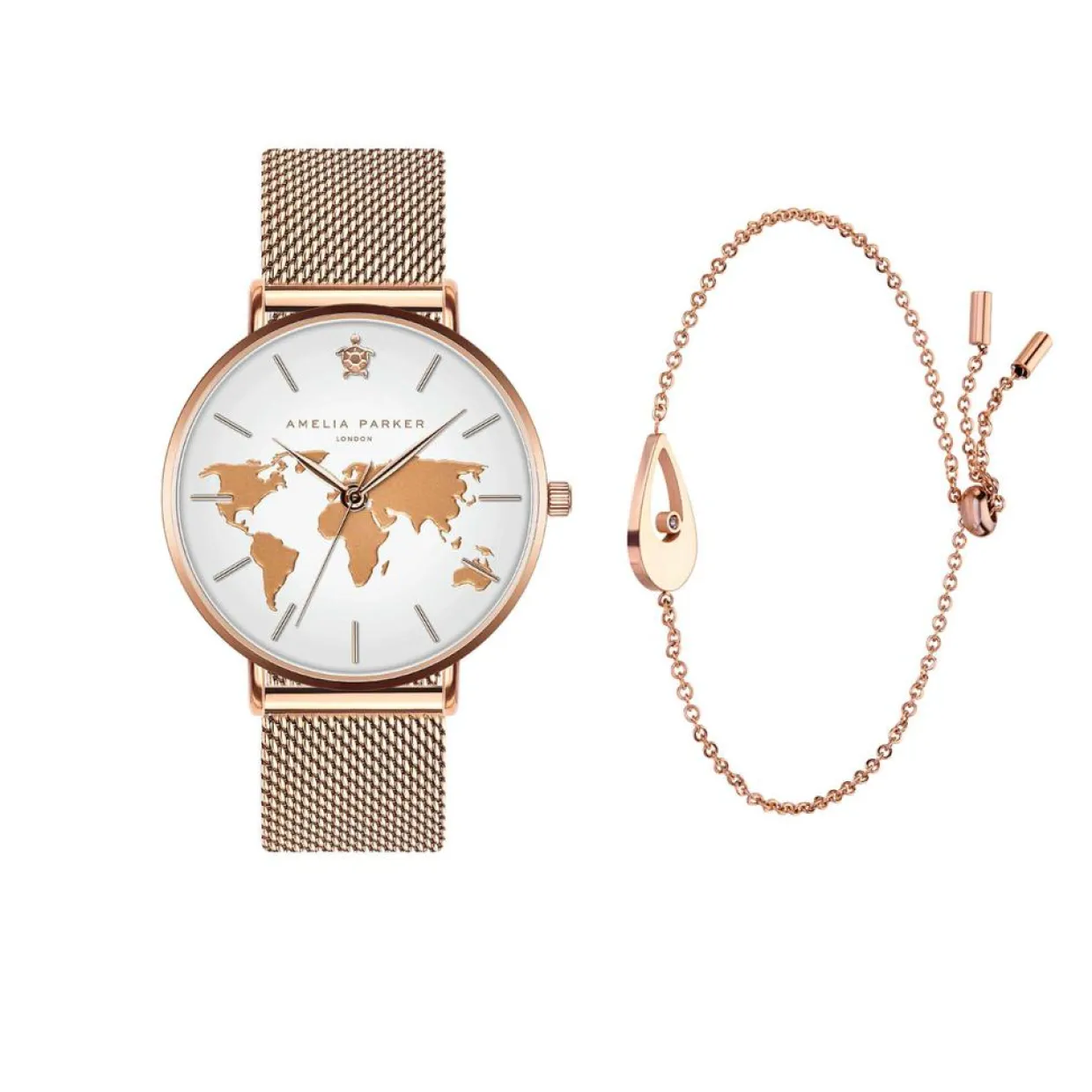 Femme Amelia Parker Montres^Set Montre Femme & Bracelet Vacation en Acier rose doré