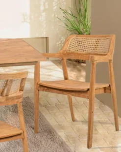 Uniqka Chaises^Sienne - Chaise en teck avec détail rotin