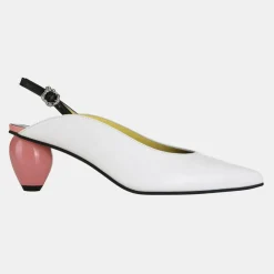 Femme Yuul Yie Escarpins^Slingback en Cuir Slide blanc/rose - Talon 6 cm