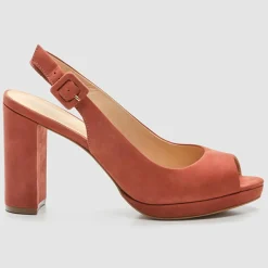 Femme Cosmoparis Escarpins^Slingback en Velours de Cuir Lija vieux rose - Talon 9 cm