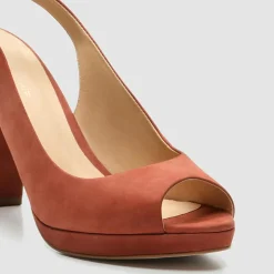 Femme Cosmoparis Escarpins^Slingback en Velours de Cuir Lija vieux rose - Talon 9 cm