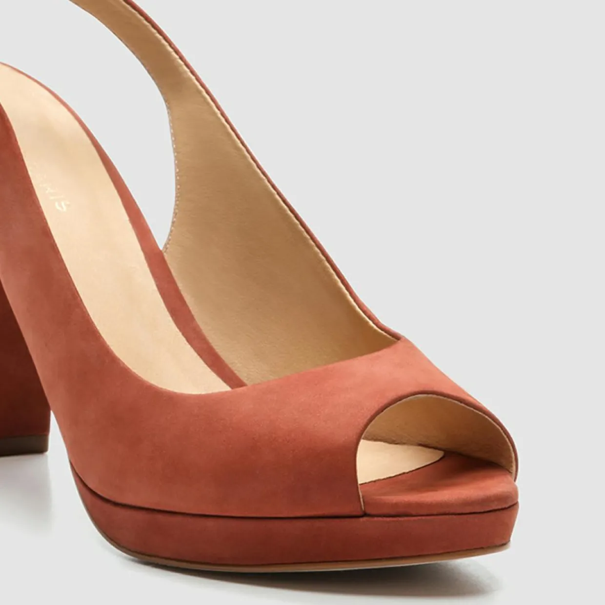 Femme Cosmoparis Escarpins^Slingback en Velours de Cuir Lija vieux rose - Talon 9 cm