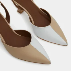Slingbacks en Cuir Cinderella beiges - Talon 7,5 cm-Alohas Online